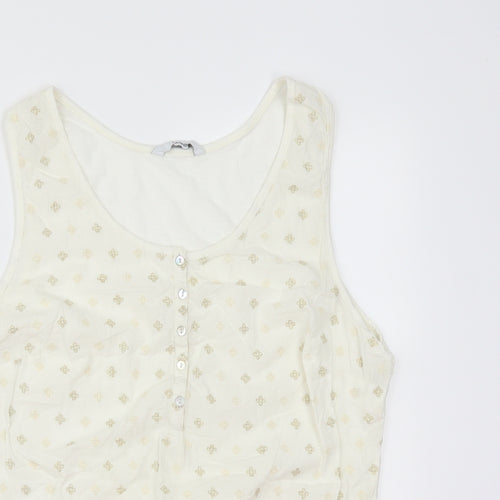 George Womens Ivory Geometric  Basic T-Shirt Size 14