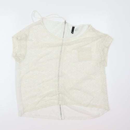 H&M Womens White   Basic T-Shirt Size 14