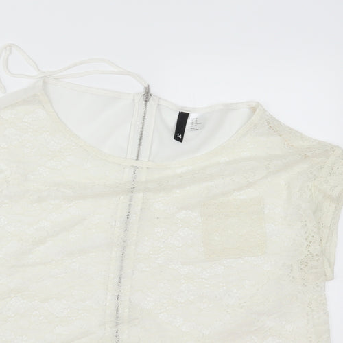 H&M Womens White   Basic T-Shirt Size 14