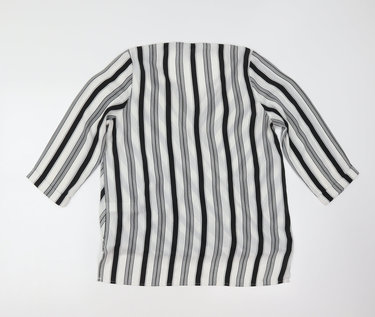 New Look Womens White Striped  Tunic Blouse Size 8