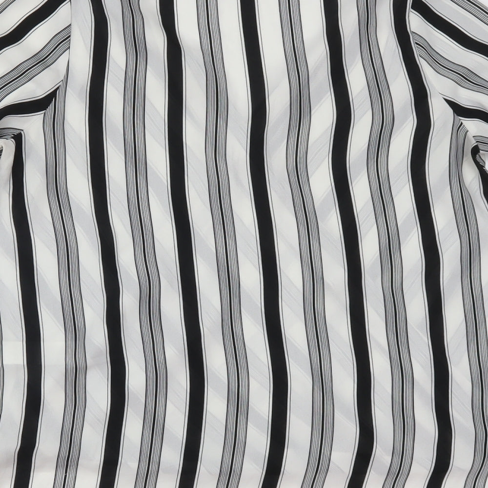 New Look Womens White Striped  Tunic Blouse Size 8