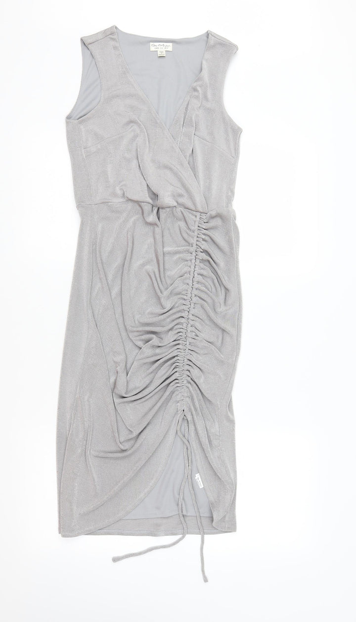 Miss Selfridge Womens Silver Bodycon Size 10 - gathered front