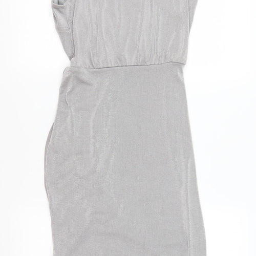 Miss Selfridge Womens Silver   Bodycon  Size 10  - gathered front