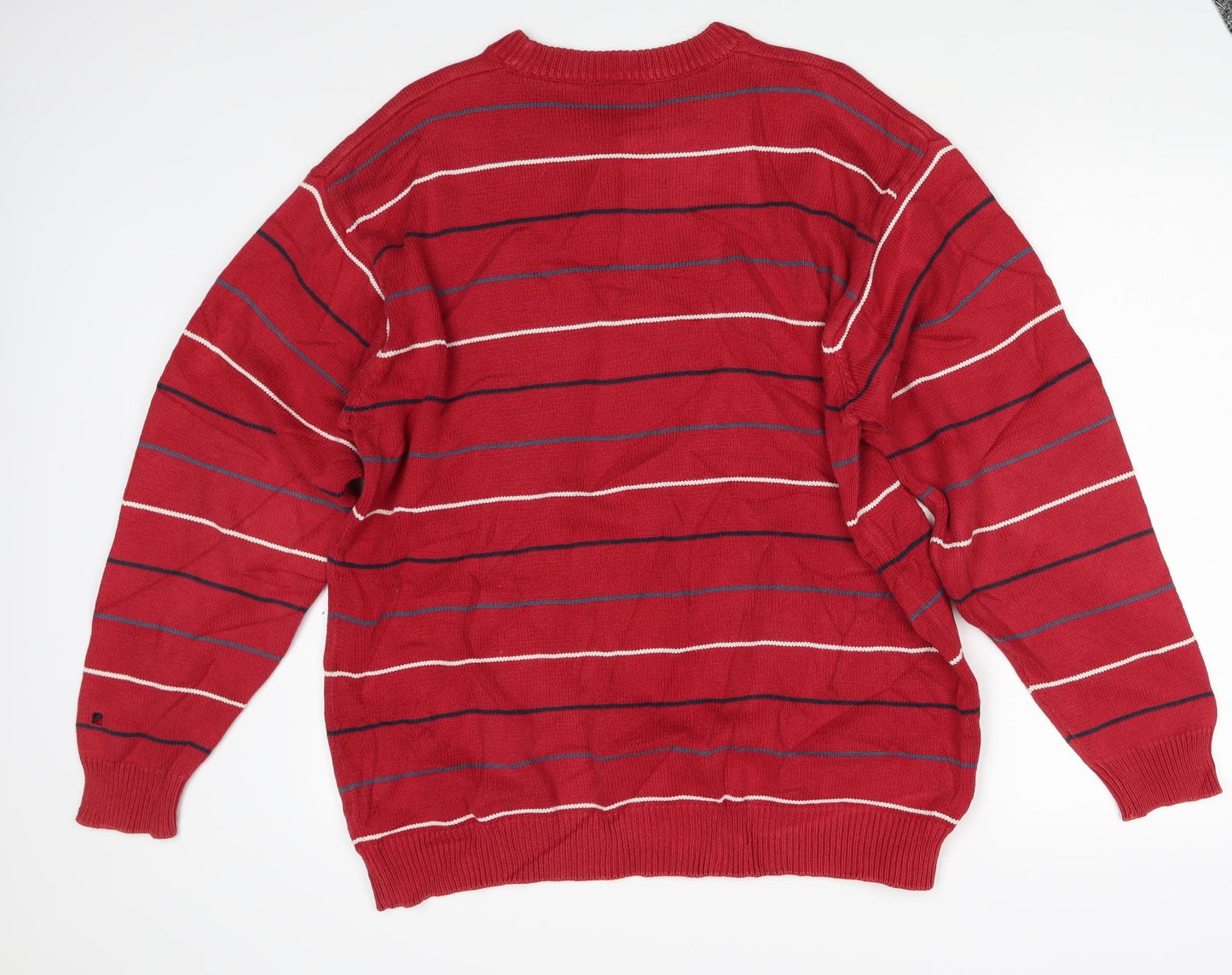 REDGREEN Mens Red Striped  Pullover Jumper Size L