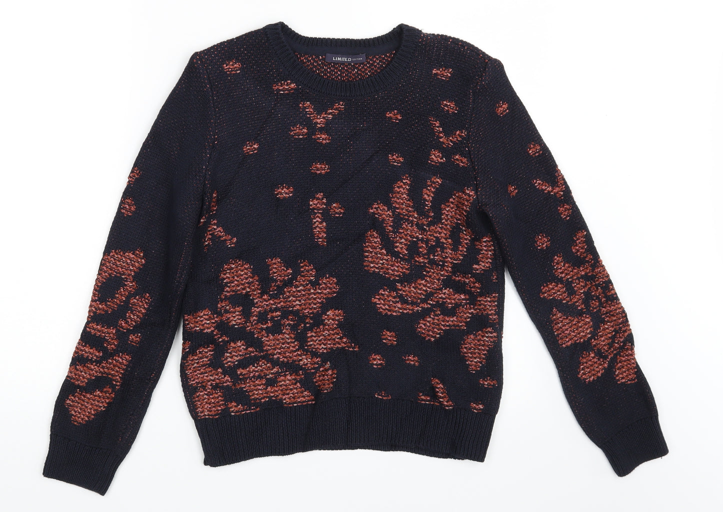 Limited  Edition  Womens Black Floral  Pullover Jumper Size 10