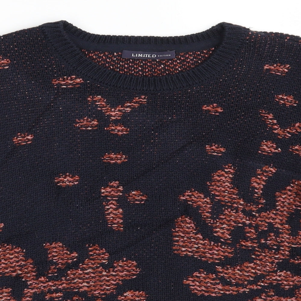 Limited  Edition  Womens Black Floral  Pullover Jumper Size 10