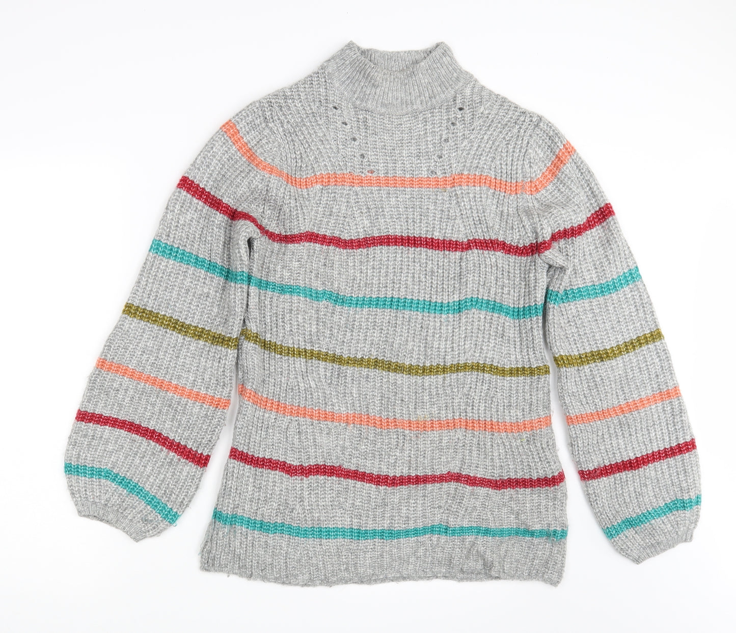 Papaya Womens Grey Striped  Pullover Jumper Size M