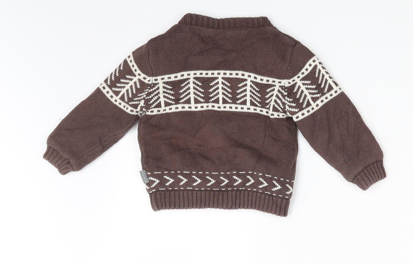 Nutmeg Boys Brown Geometric  Cardigan Jumper Size 12-18 Months
