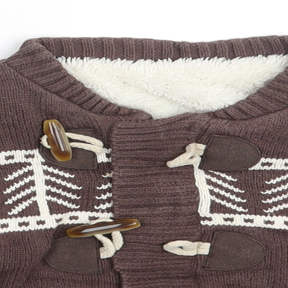 Nutmeg Boys Brown Geometric  Cardigan Jumper Size 12-18 Months
