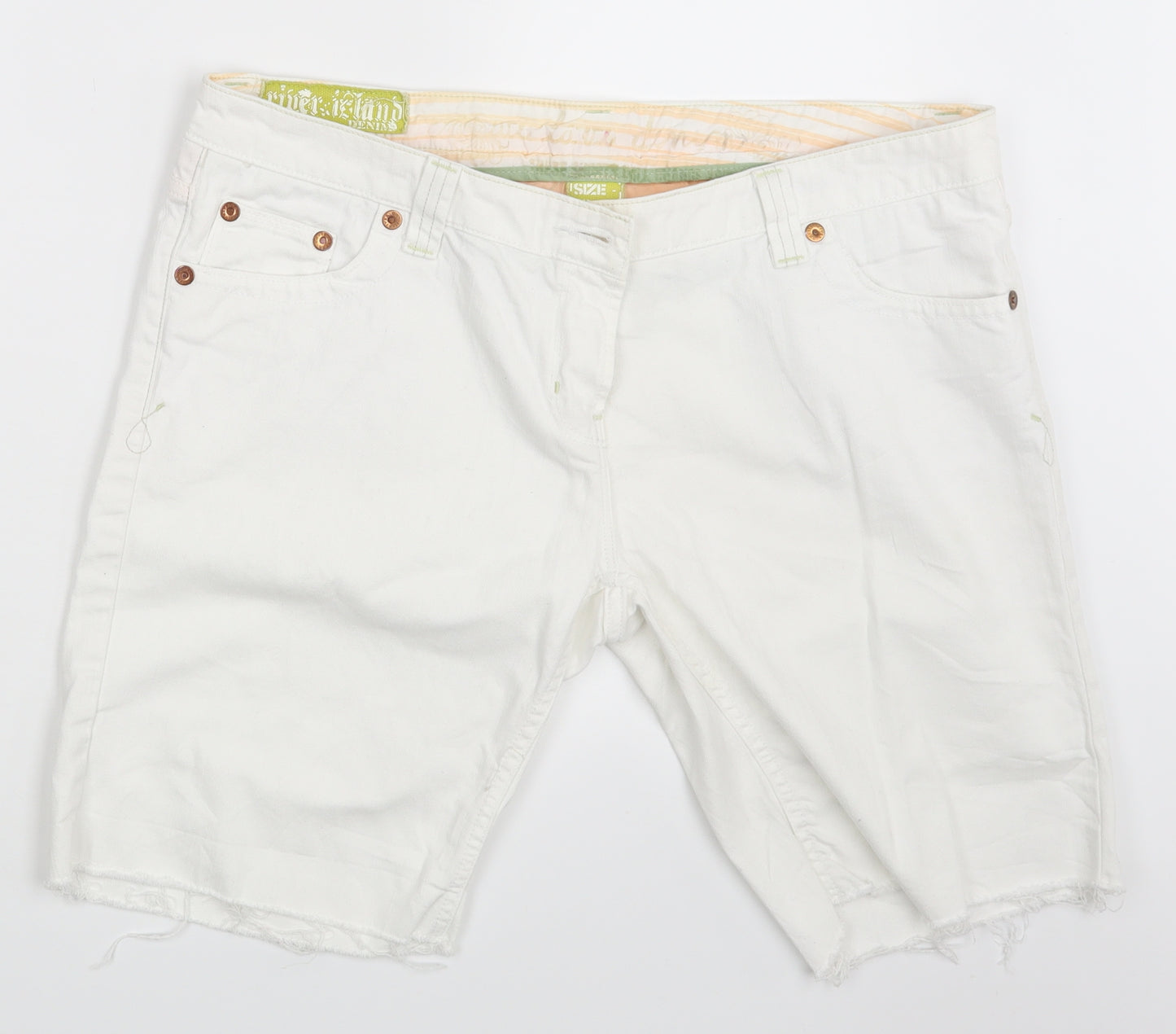 River Island Womens White  Denim Sweat Shorts Size 16
