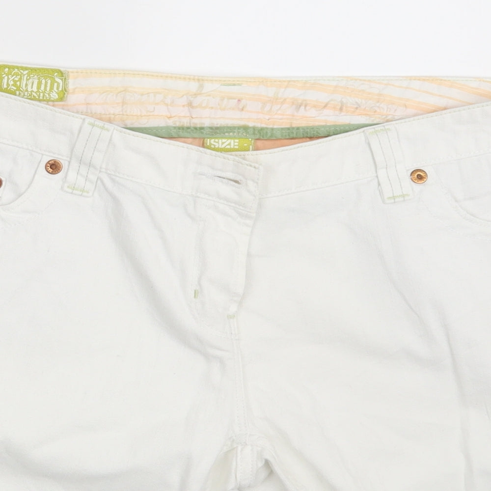 River Island Womens White  Denim Sweat Shorts Size 16