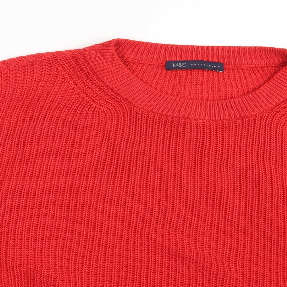 M&S Womens Red Striped Knit Pullover Jumper Size XL
