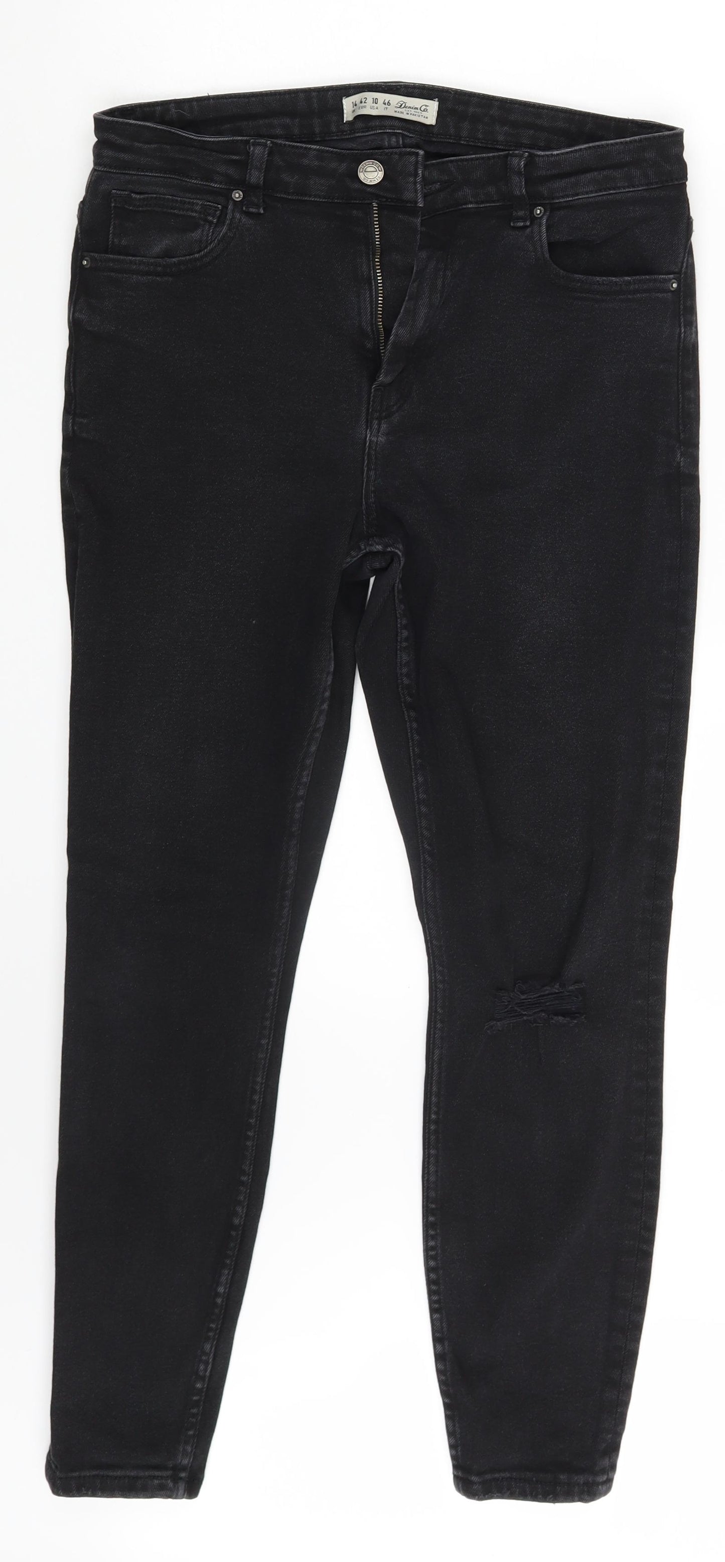 Denim & Co. Womens Black  Denim Skinny Jeans Size 14 L26 in