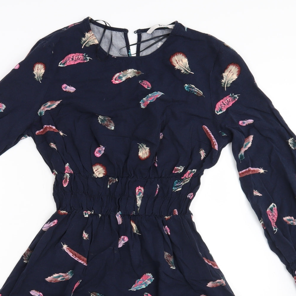 TU Womens Black Floral  Fit & Flare  Size 10
