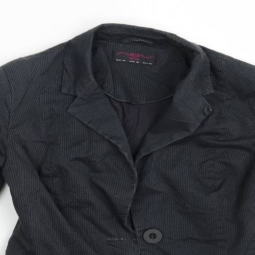 New Look Womens Black Striped  Jacket Blazer Size 10