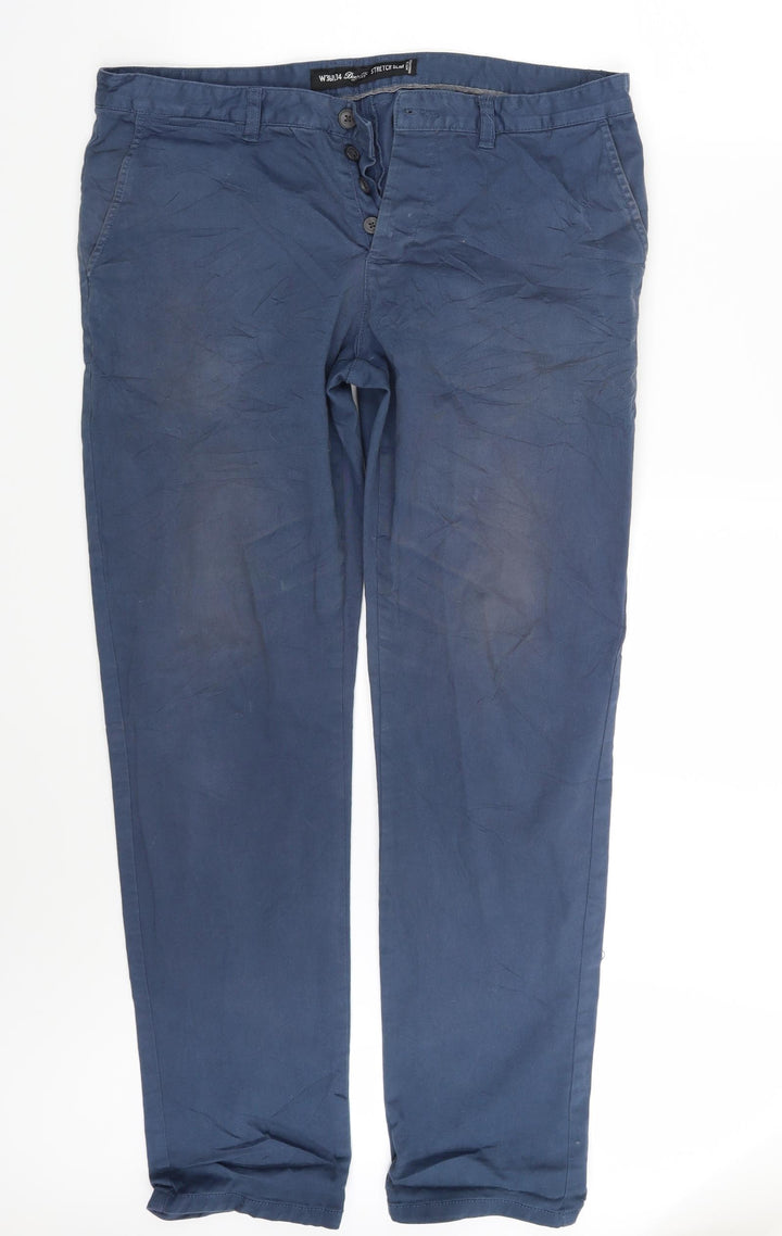 Denim & Co Mens Blue Trousers Size 36 L31 in