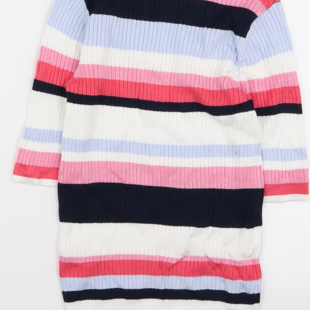 M&s Womens Multicoloured Striped  Basic T-Shirt Size 8