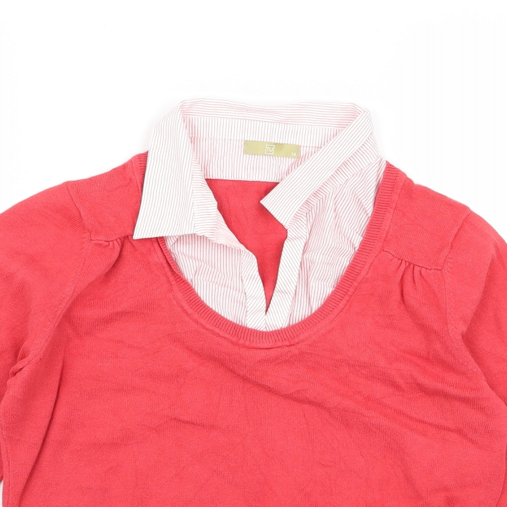 TU Womens Red   Pullover Jumper Size 14  - blouse/jumper