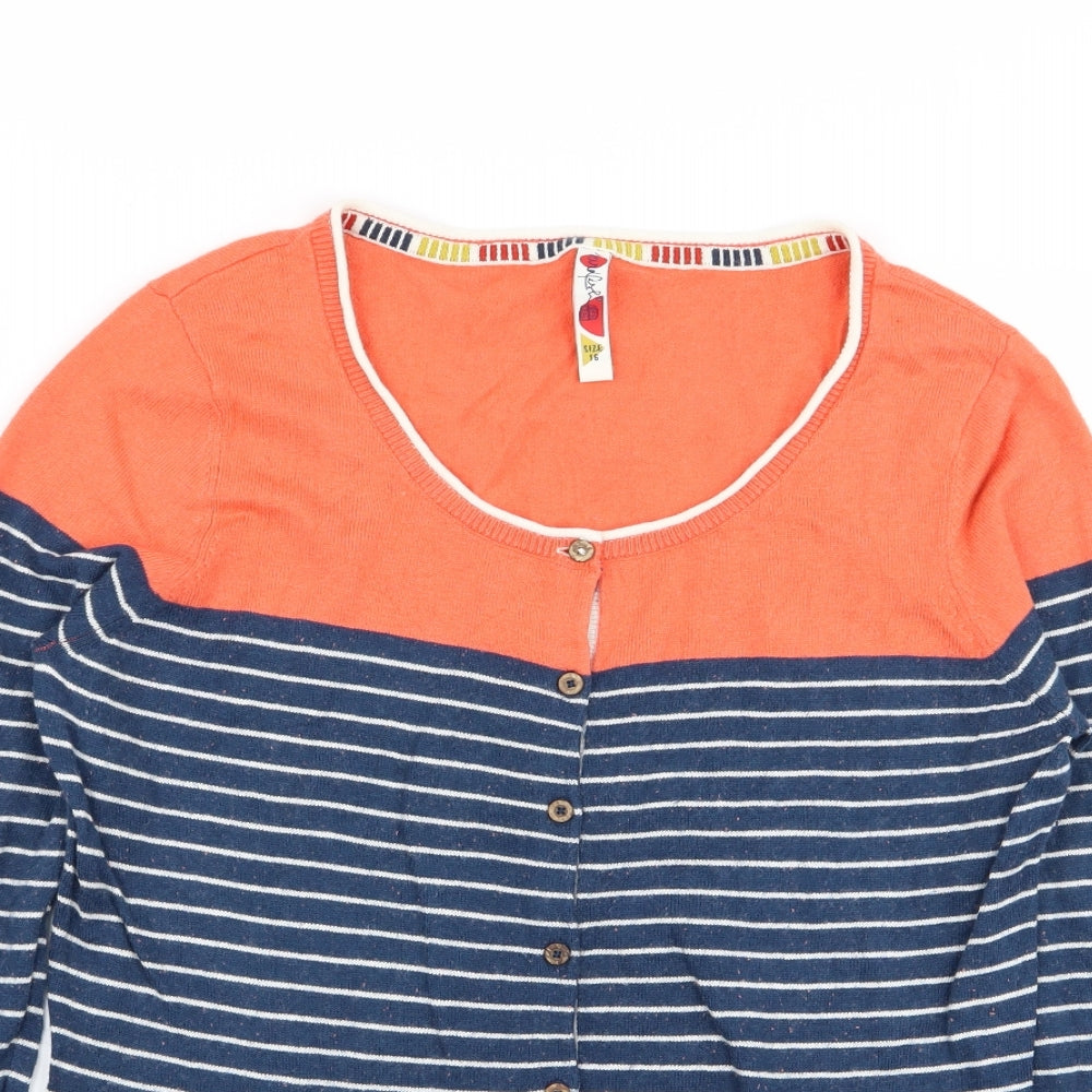 Weird Fish Womens Multicoloured Striped  Cardigan Jumper Size 16