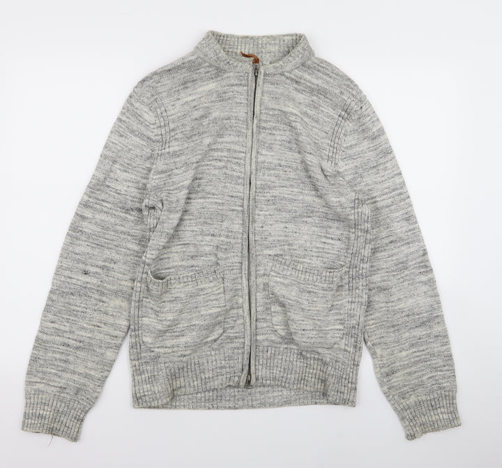 H&M Mens Grey Full Zip Jumper Size S