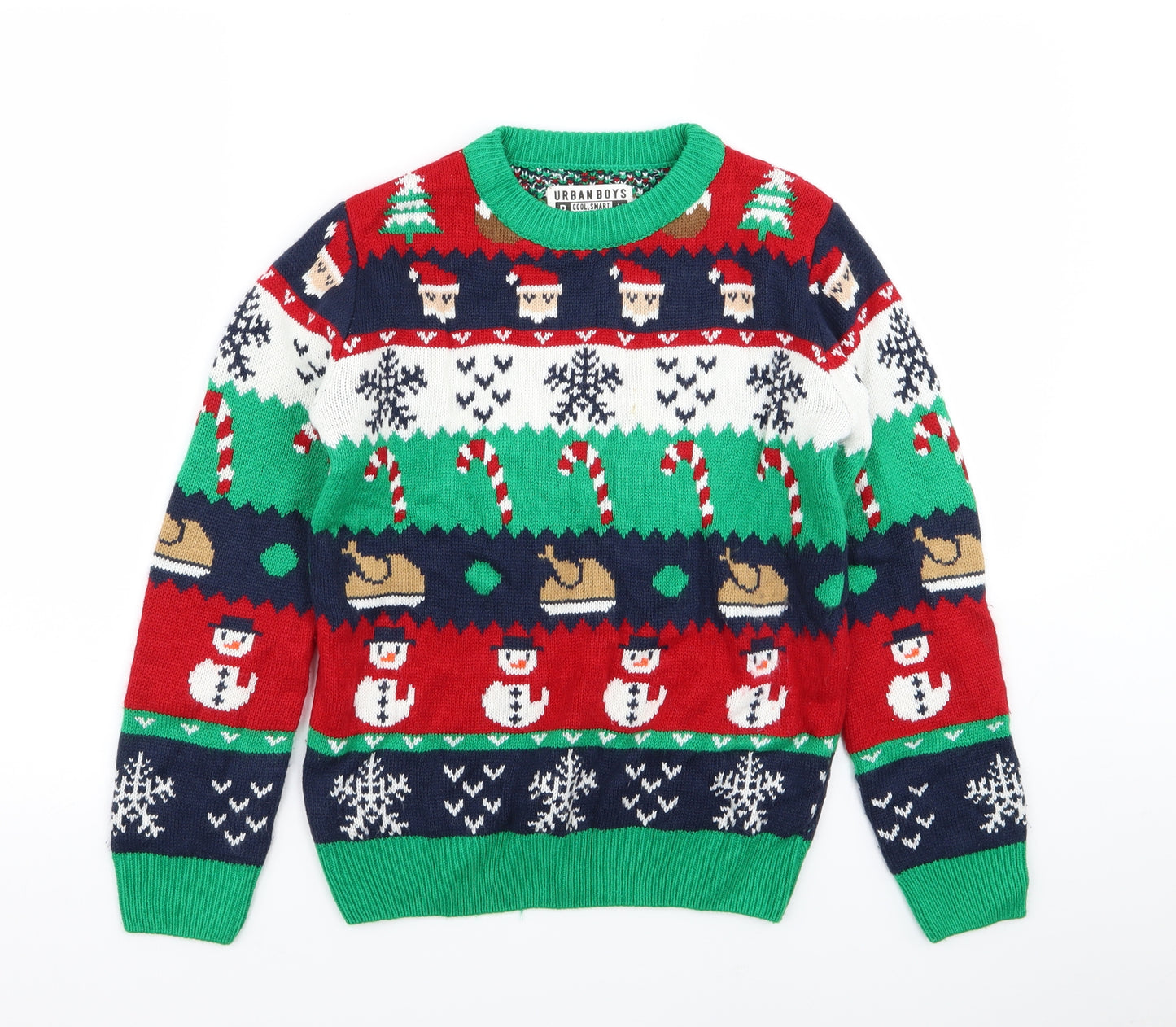 urban boys Boys Multicoloured Geometric  Pullover Jumper Size 11 Years  - christmas