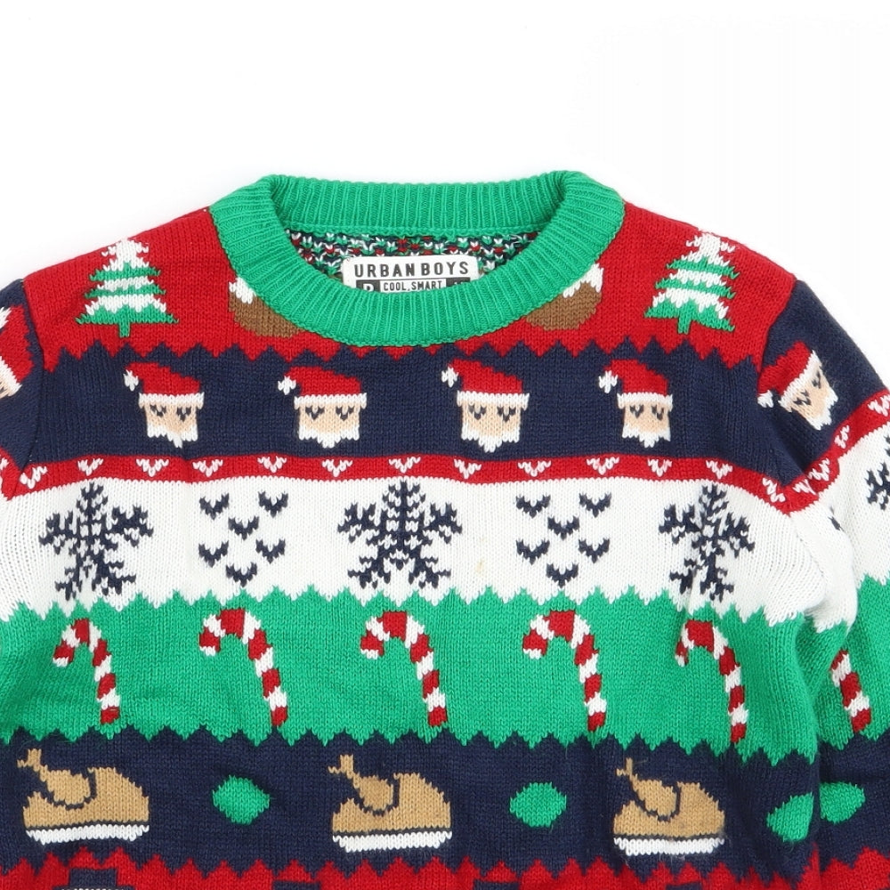 urban boys Boys Multicoloured Geometric  Pullover Jumper Size 11 Years  - christmas