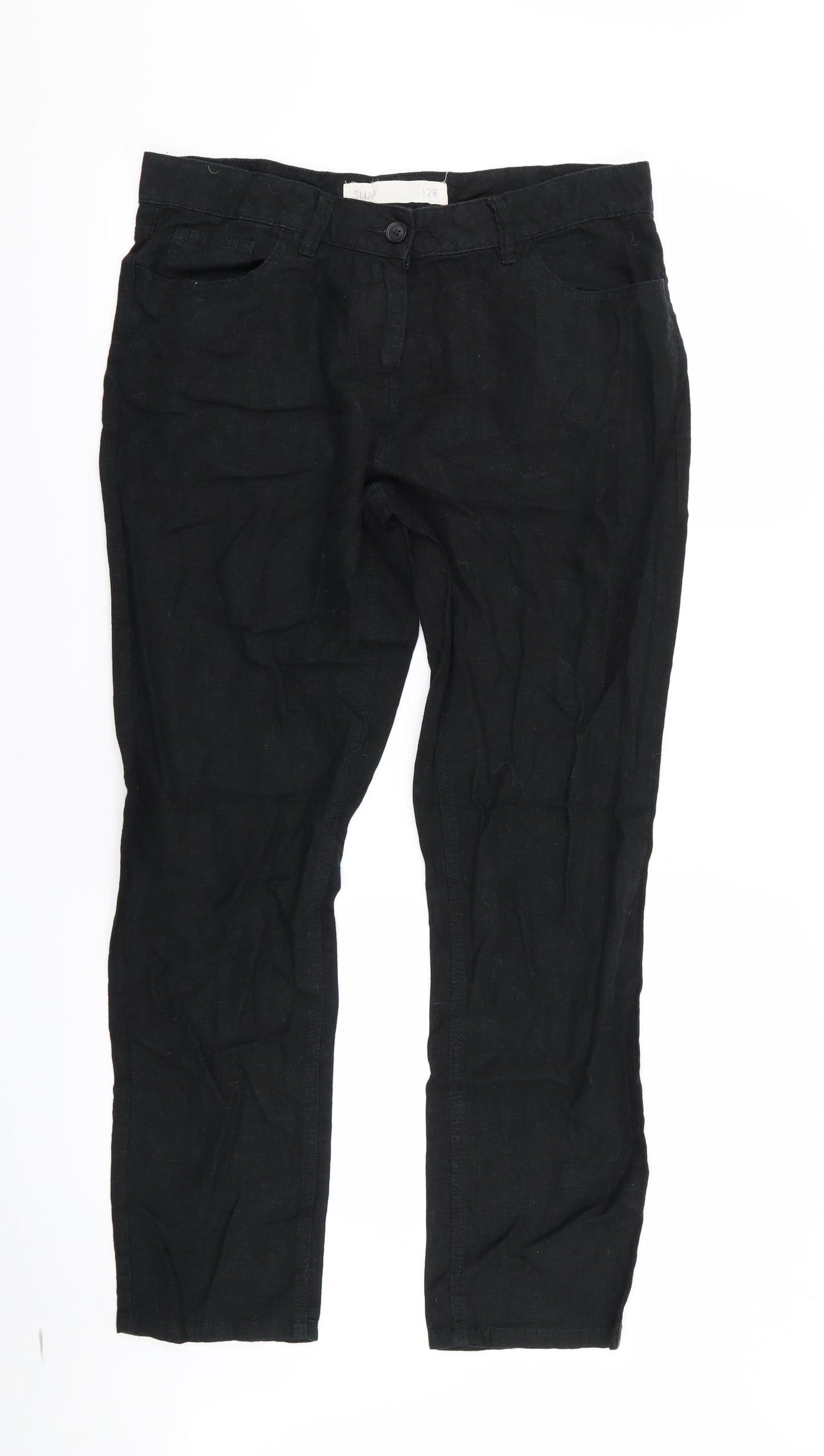 Preworn Womens Black   Trousers  Size 12 L30 in