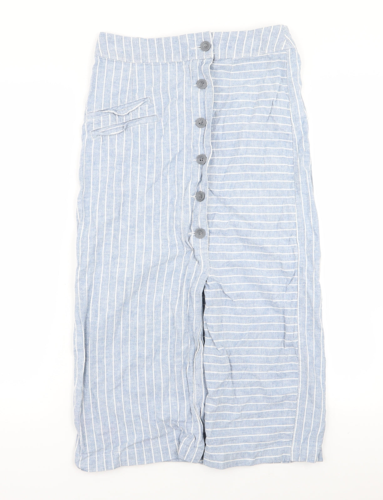 Warehouse Womens Blue Striped  A-Line Skirt Size 10