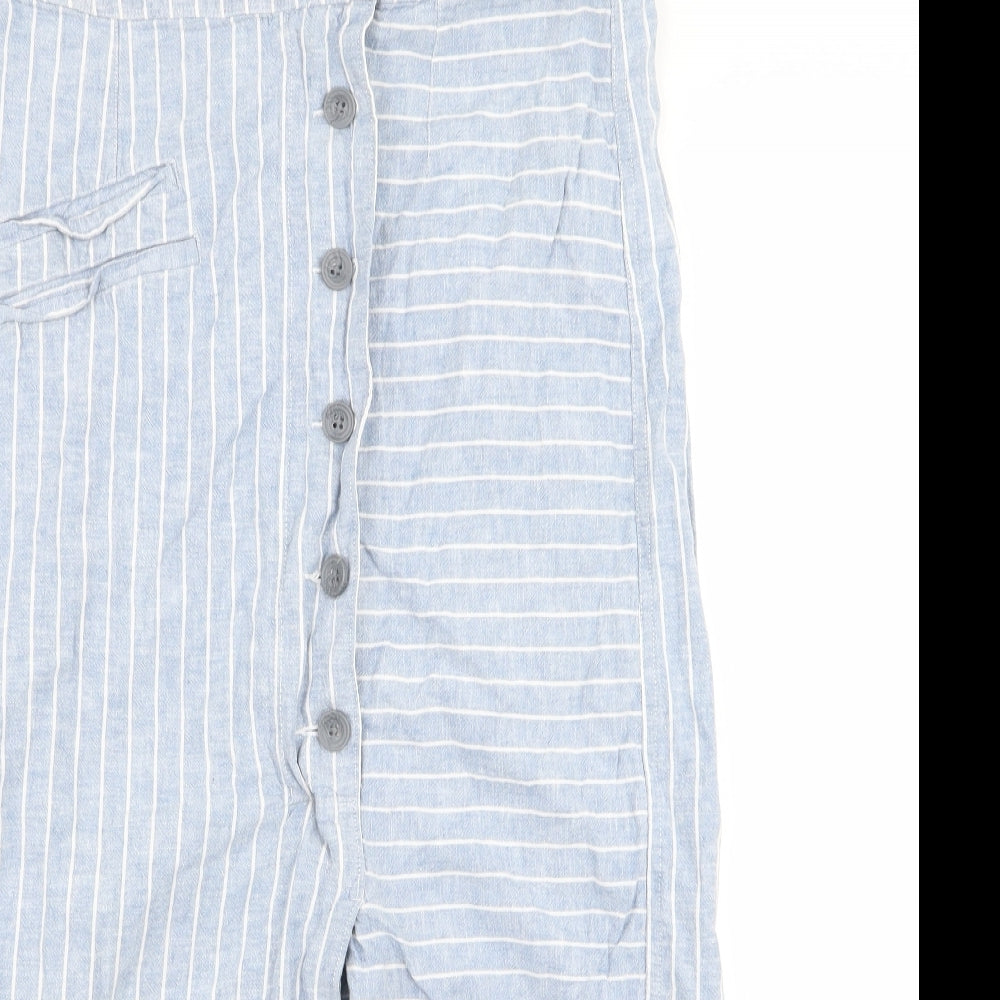 Warehouse Womens Blue Striped  A-Line Skirt Size 10