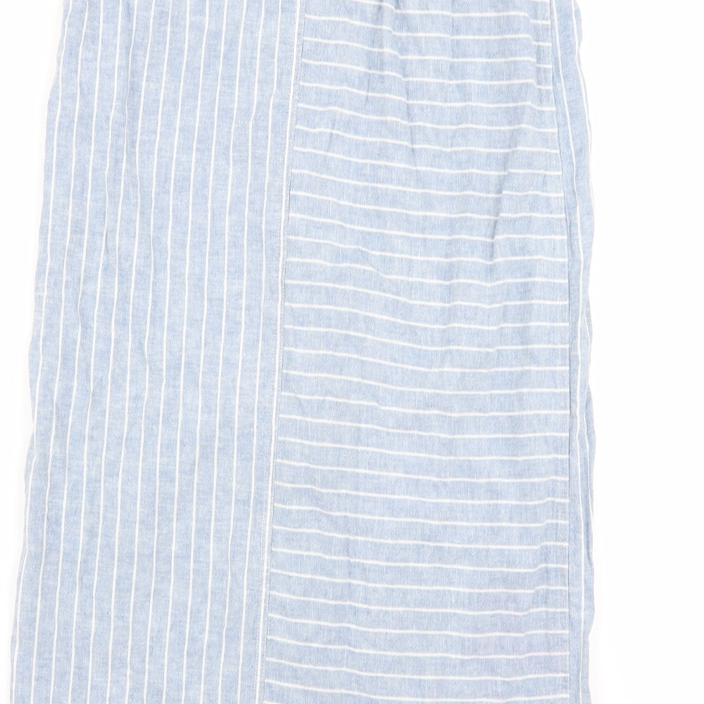 Warehouse Womens Blue Striped  A-Line Skirt Size 10