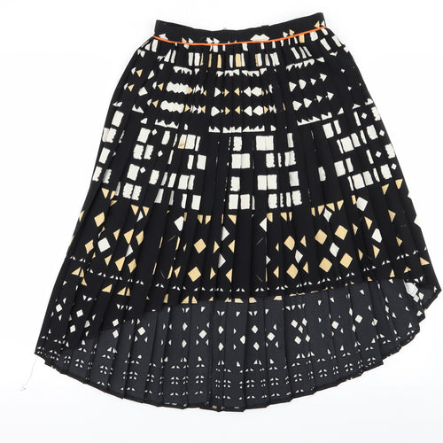 Topshop Womens Black Geometric  Pleated Skirt Size 8