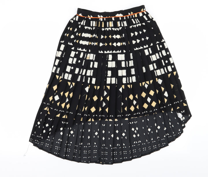 Topshop Womens Black Geometric  Pleated Skirt Size 8