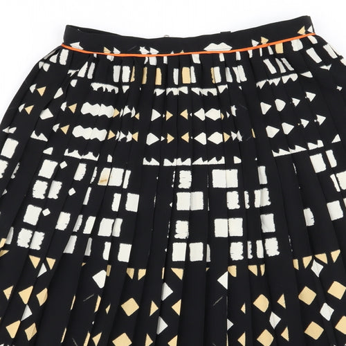 Topshop Womens Black Geometric  Pleated Skirt Size 8