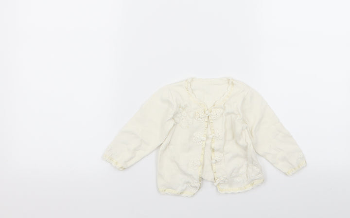 m Girls White Cardigan Jumper Size 6-9 Months