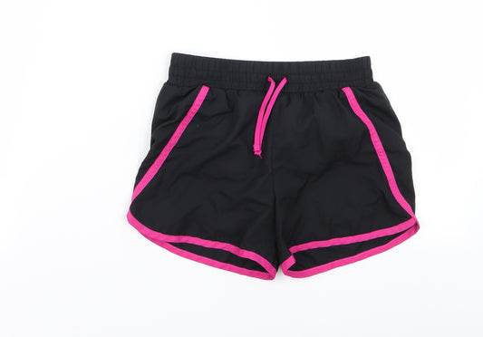 Front view of Asda George girls’ black hot pants shorts, size 6-7, years