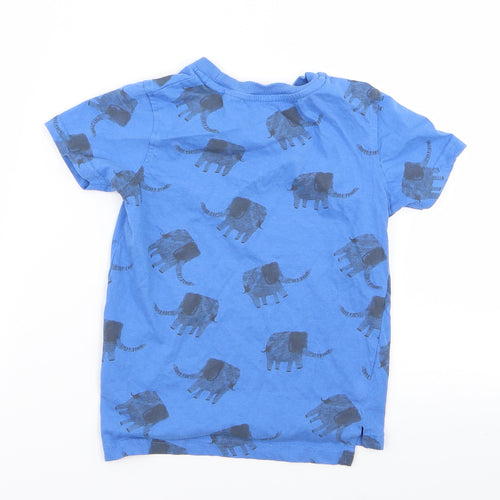 Asda George Boys Blue Animal Print  Basic T-Shirt Size 4-5 Years