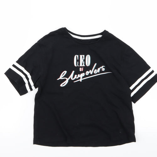 Asda George Girls Black Solid  Top Pyjama Top Size 9-10 Years