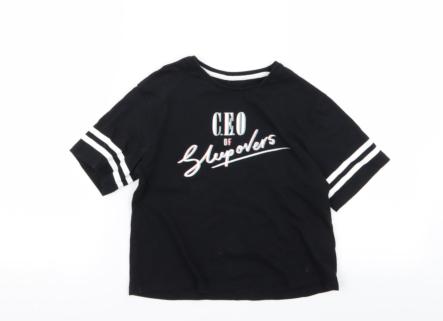 Asda George Girls Black Solid  Top Pyjama Top Size 9-10 Years
