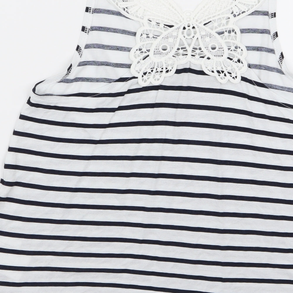 H&M Girls Multicoloured Striped  Basic Tank Size 9-10 Years