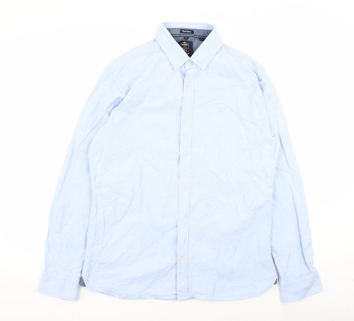 Rhino Mens Blue Button-Up Size M