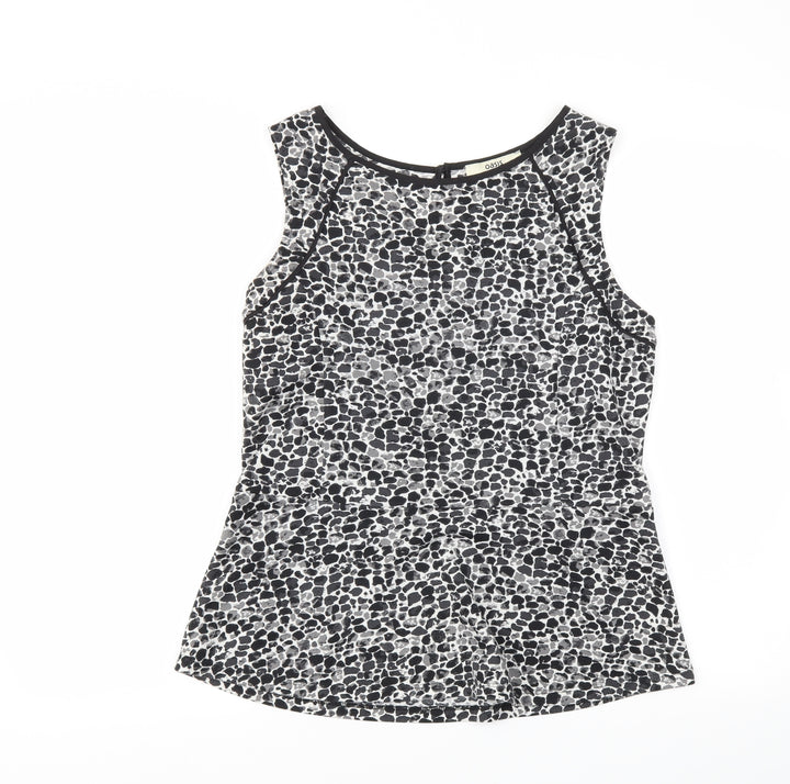 Oasis Womens Black Animal Print  Basic T-Shirt Size M