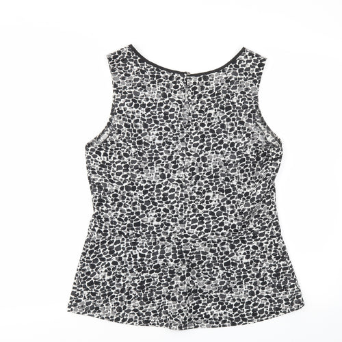 Oasis Womens Black Animal Print  Basic T-Shirt Size M