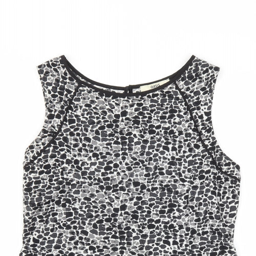 Oasis Womens Black Animal Print  Basic T-Shirt Size M