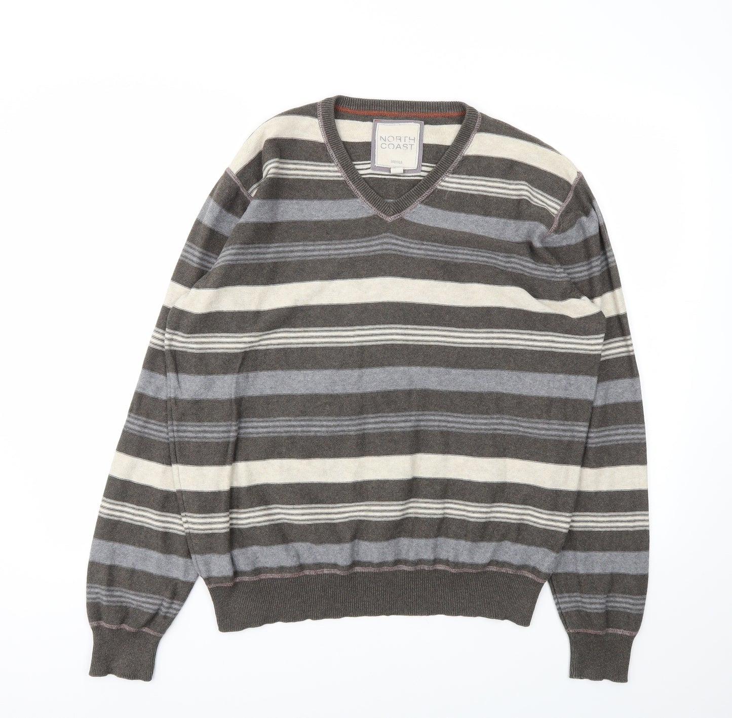 M&S Mens Multicoloured Striped  Pullover Sweatshirt Size L