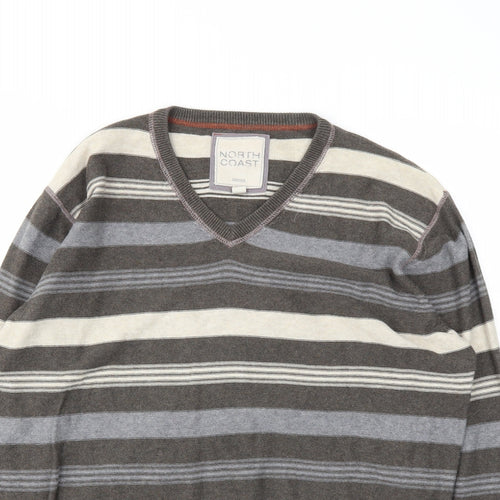 M&S Mens Multicoloured Striped  Pullover Sweatshirt Size L