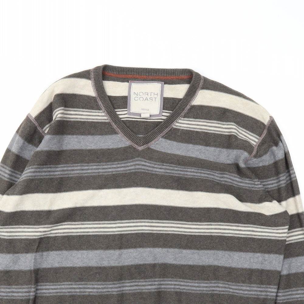 M&S Mens Multicoloured Striped  Pullover Sweatshirt Size L