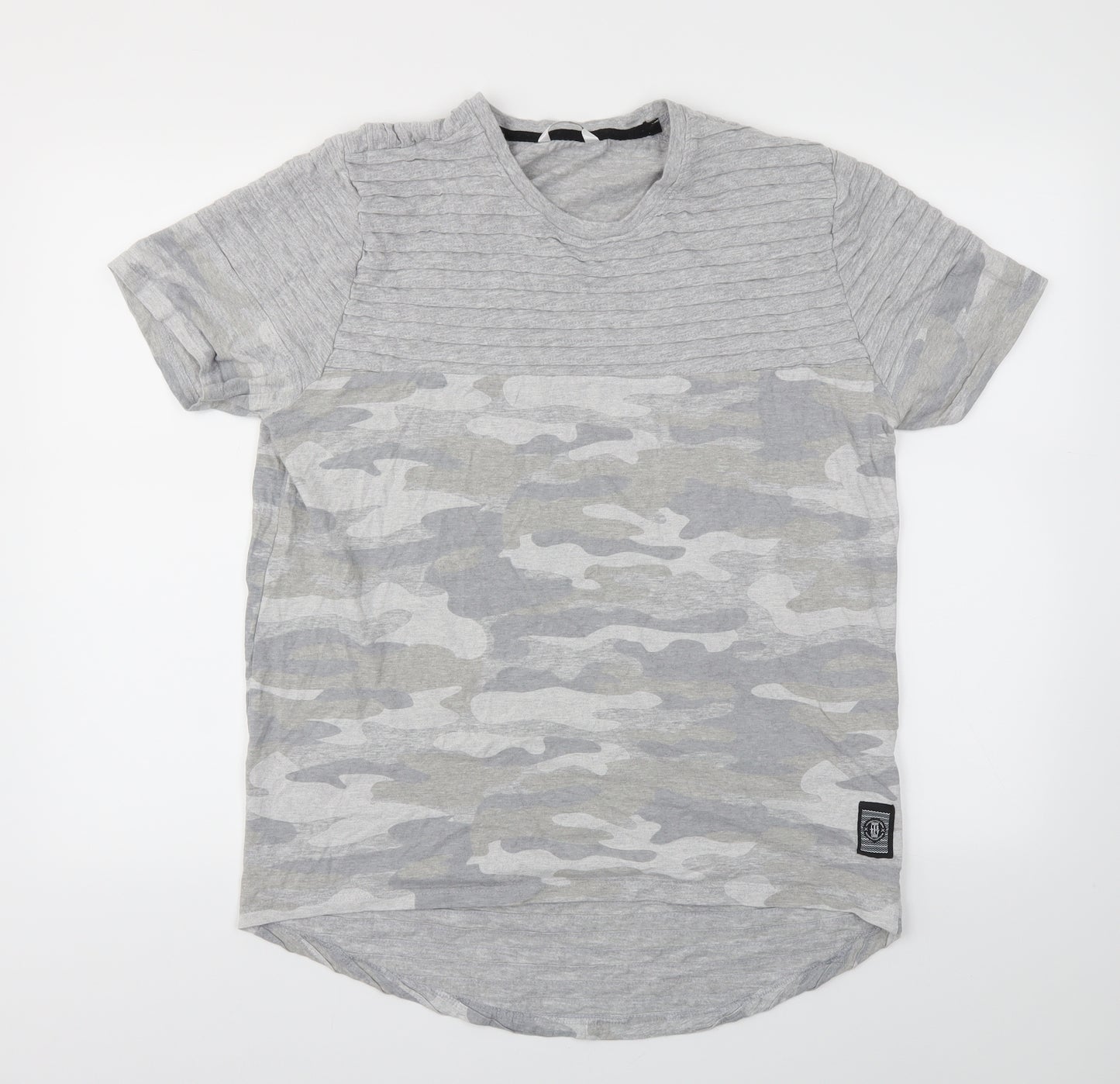 PEP&CO Mens Grey Camouflage   T-Shirt Size L