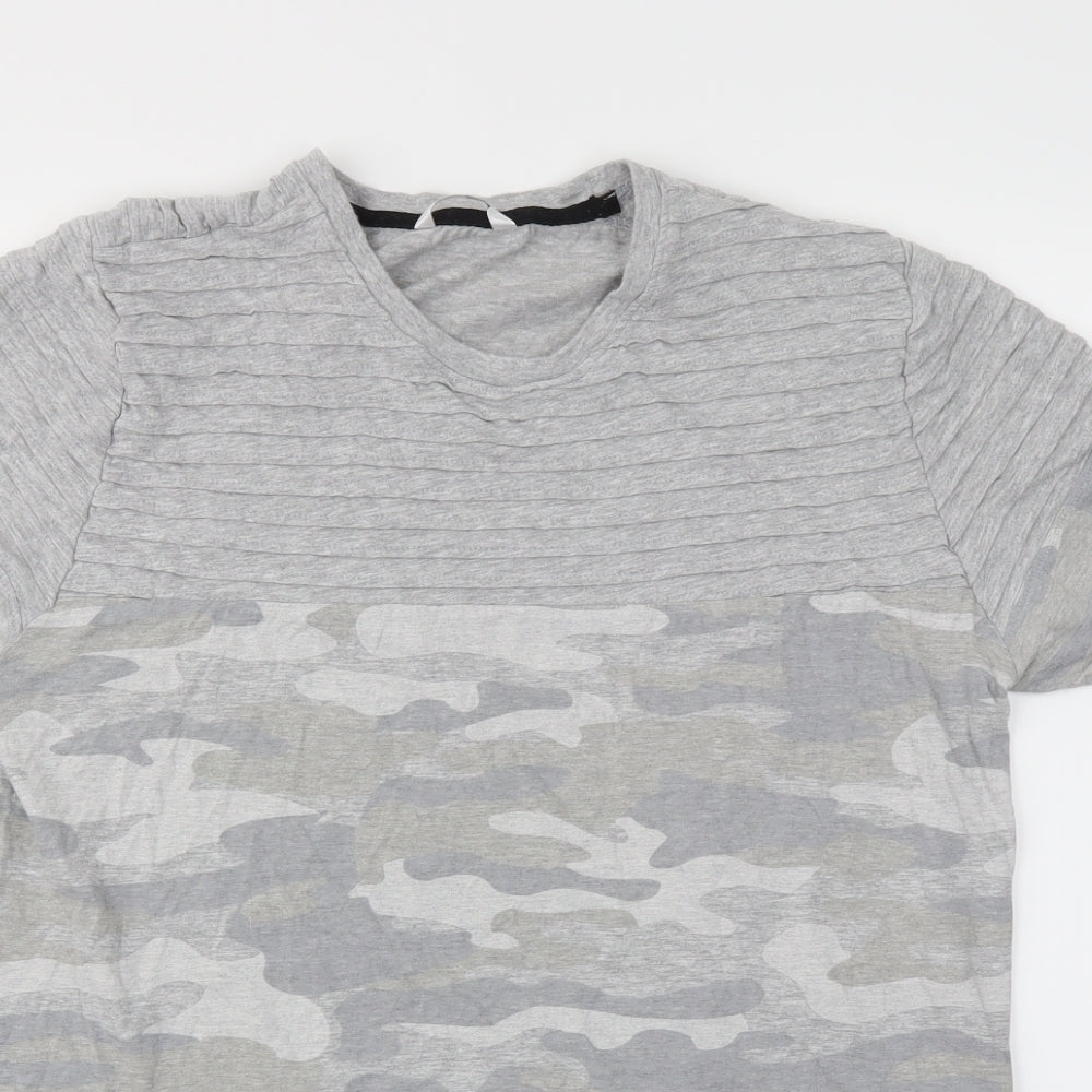 PEP&CO Mens Grey Camouflage   T-Shirt Size L