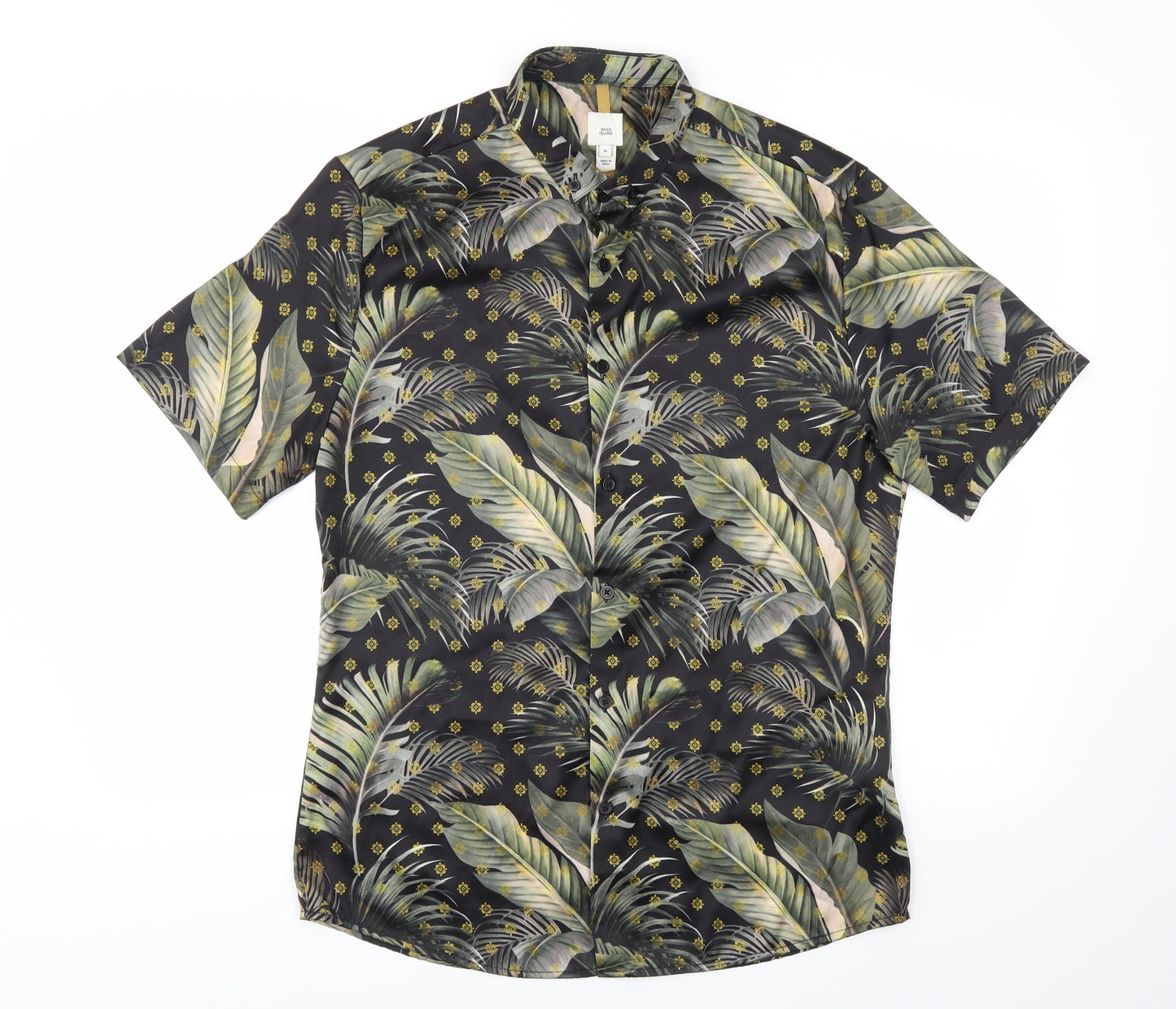 River Island Mens Green Floral   T-Shirt Size M