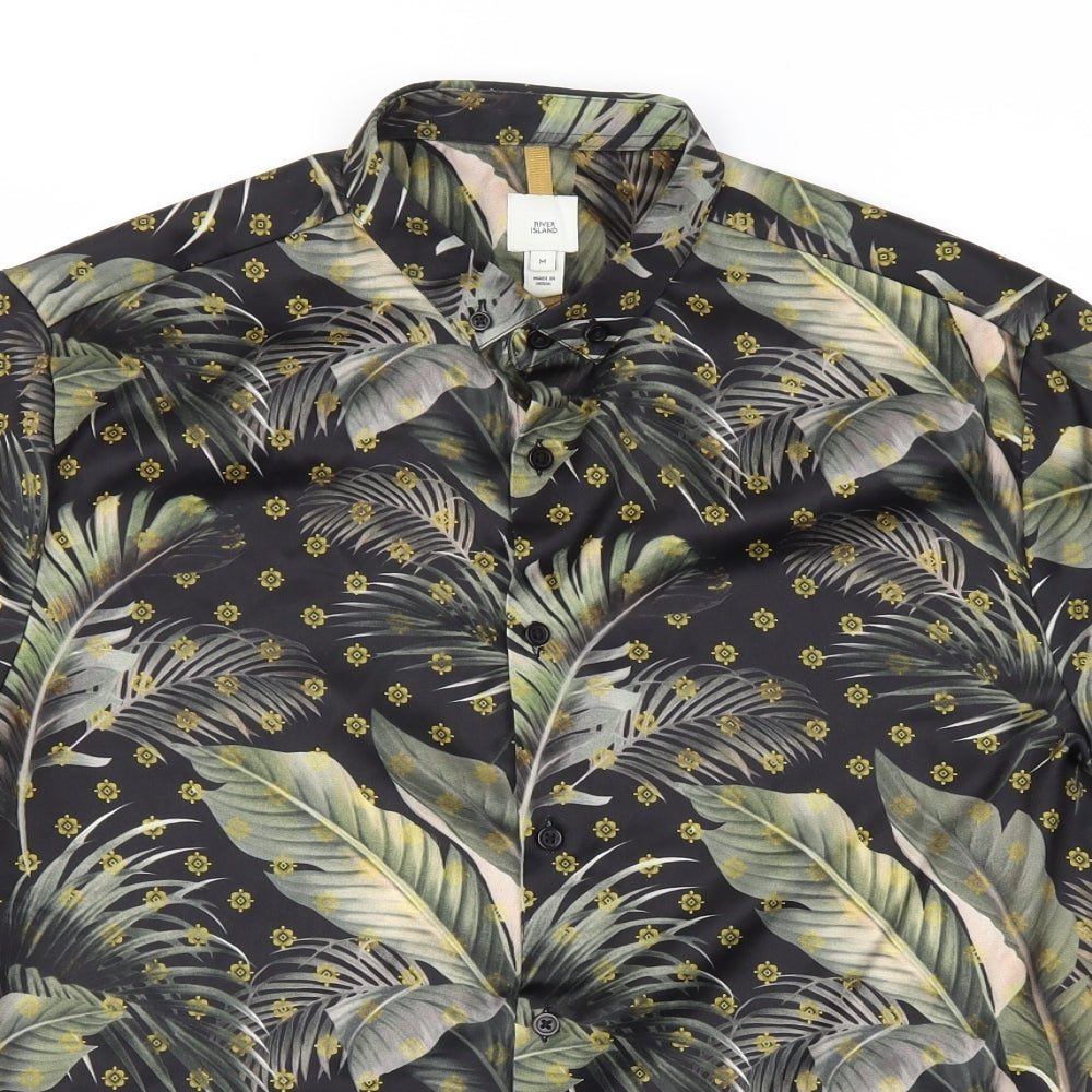 River Island Mens Green Floral   T-Shirt Size M